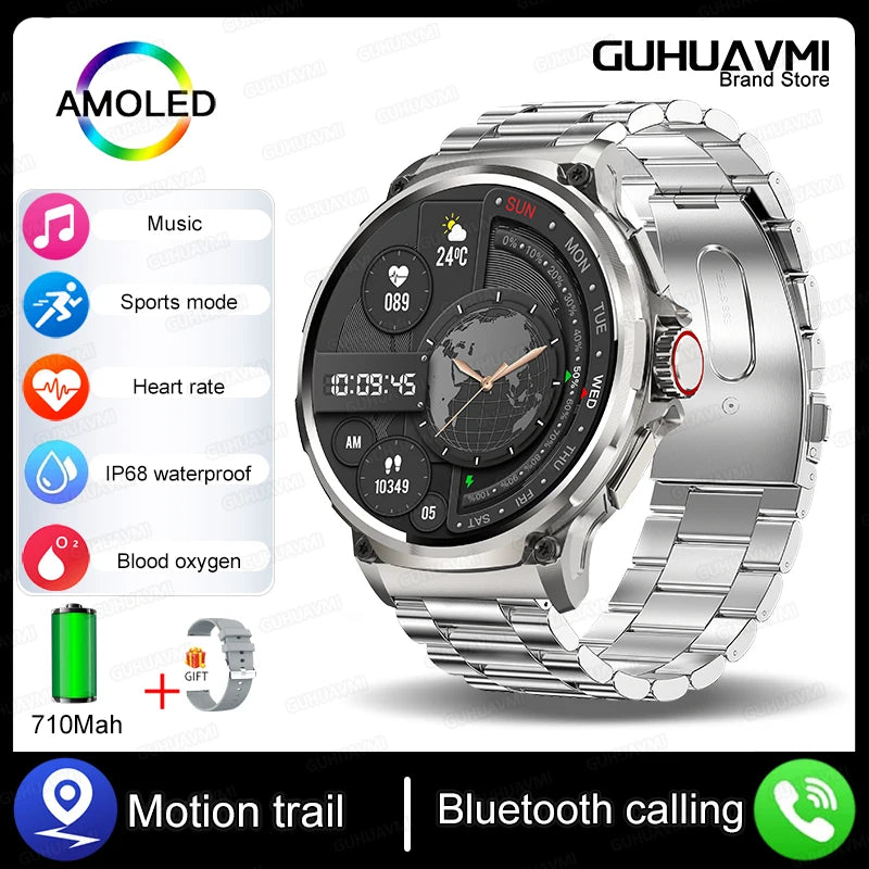 New 1.85-inch ultra AMOLED smartwatch, GPS track, HD Bluetooth call; 710 mah large battery 400+ dial, suitable for Huawei Xiaomi