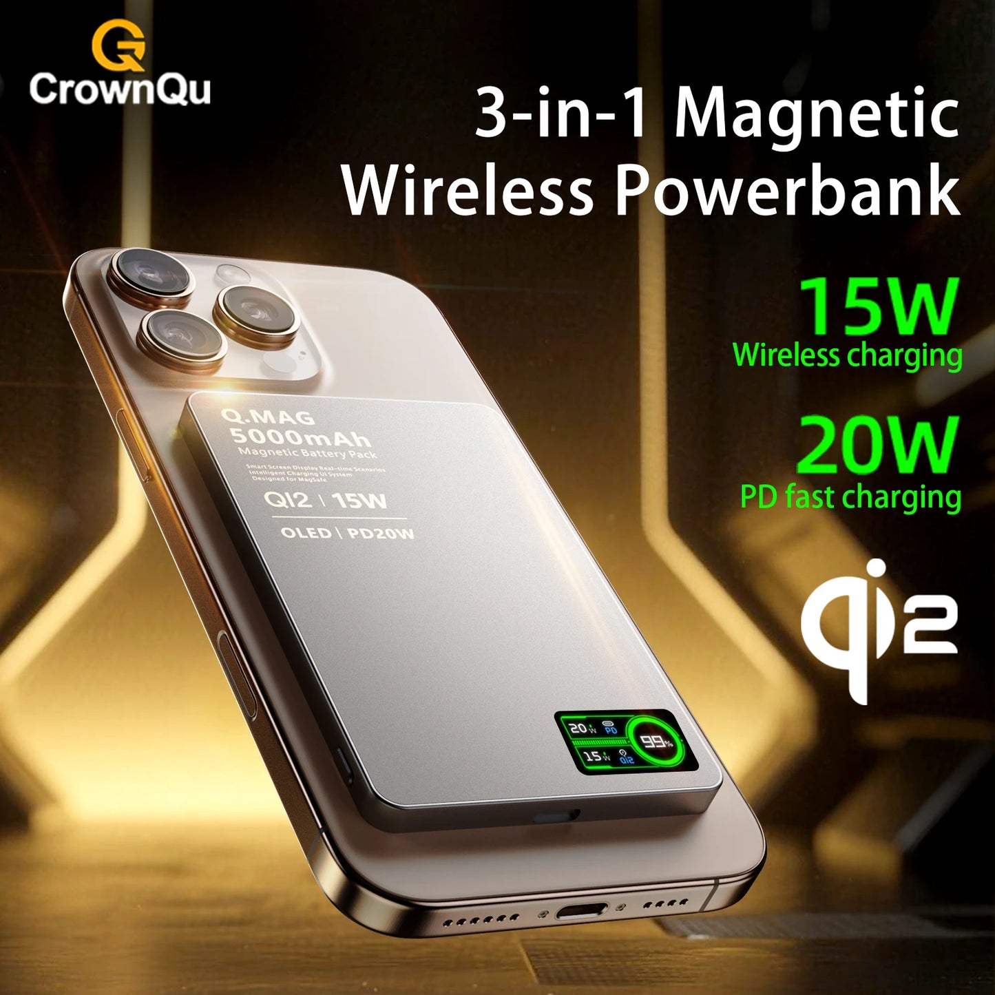 Magnetic Power Bank - Qi 2.1 Wireless Charging 10000mAh