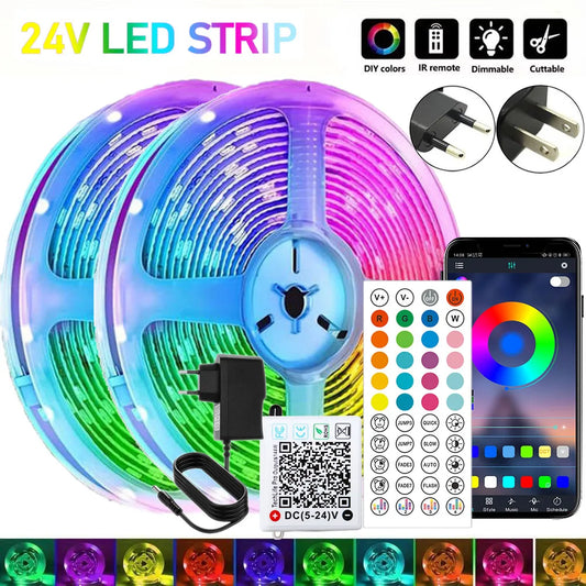 RGB LED Strip Light - 24V Bluetooth App Control (5-40m)