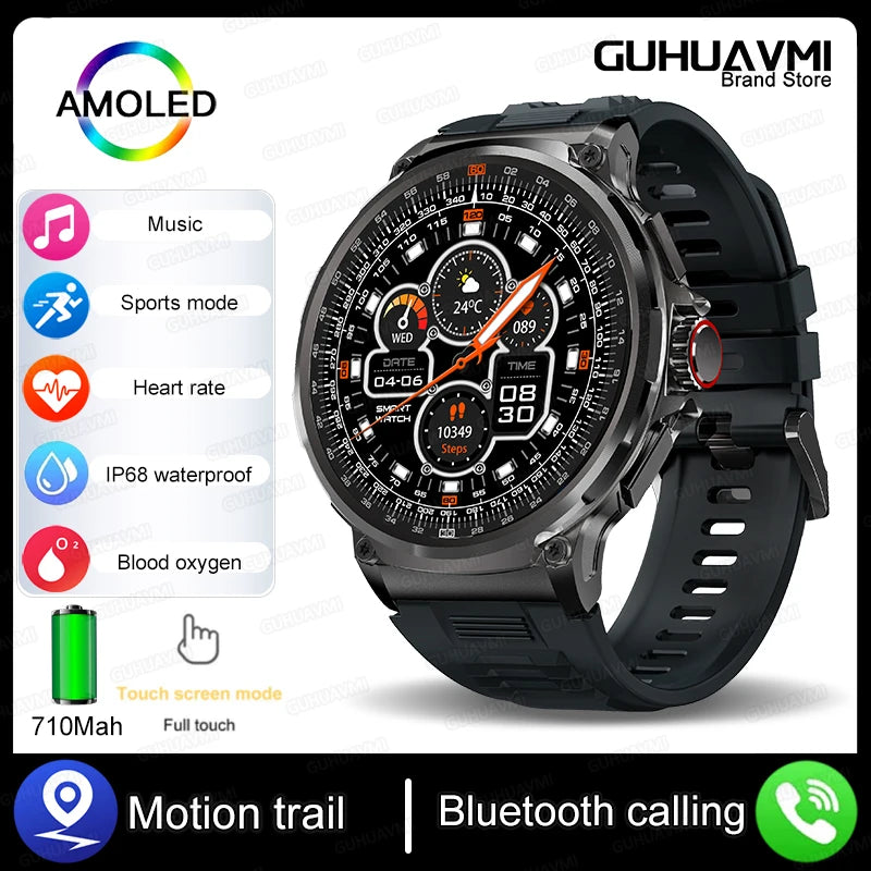 New 1.85-inch ultra AMOLED smartwatch, GPS track, HD Bluetooth call; 710 mah large battery 400+ dial, suitable for Huawei Xiaomi