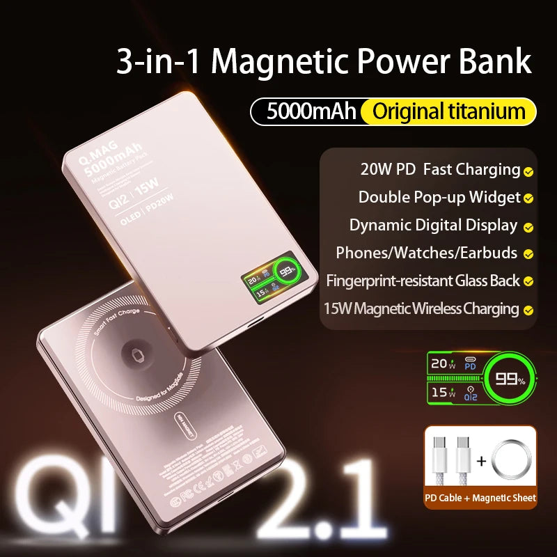 Magnetic Wireless Power Bank - Qi 2.1 Fast Charging 10000mAh