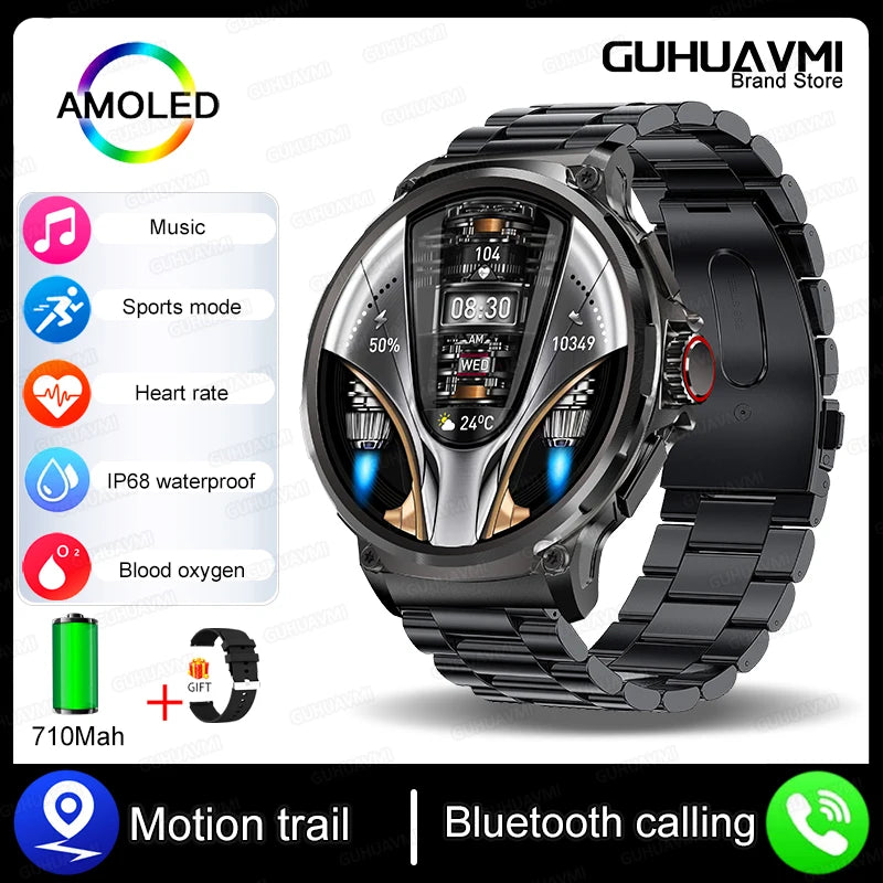 New 1.85-inch ultra AMOLED smartwatch, GPS track, HD Bluetooth call; 710 mah large battery 400+ dial, suitable for Huawei Xiaomi