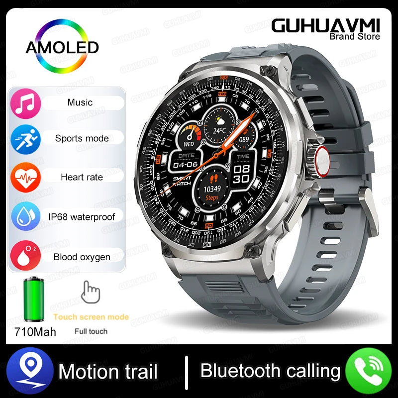 New 1.85-inch ultra AMOLED smartwatch, GPS track, HD Bluetooth call; 710 mah large battery 400+ dial, suitable for Huawei Xiaomi