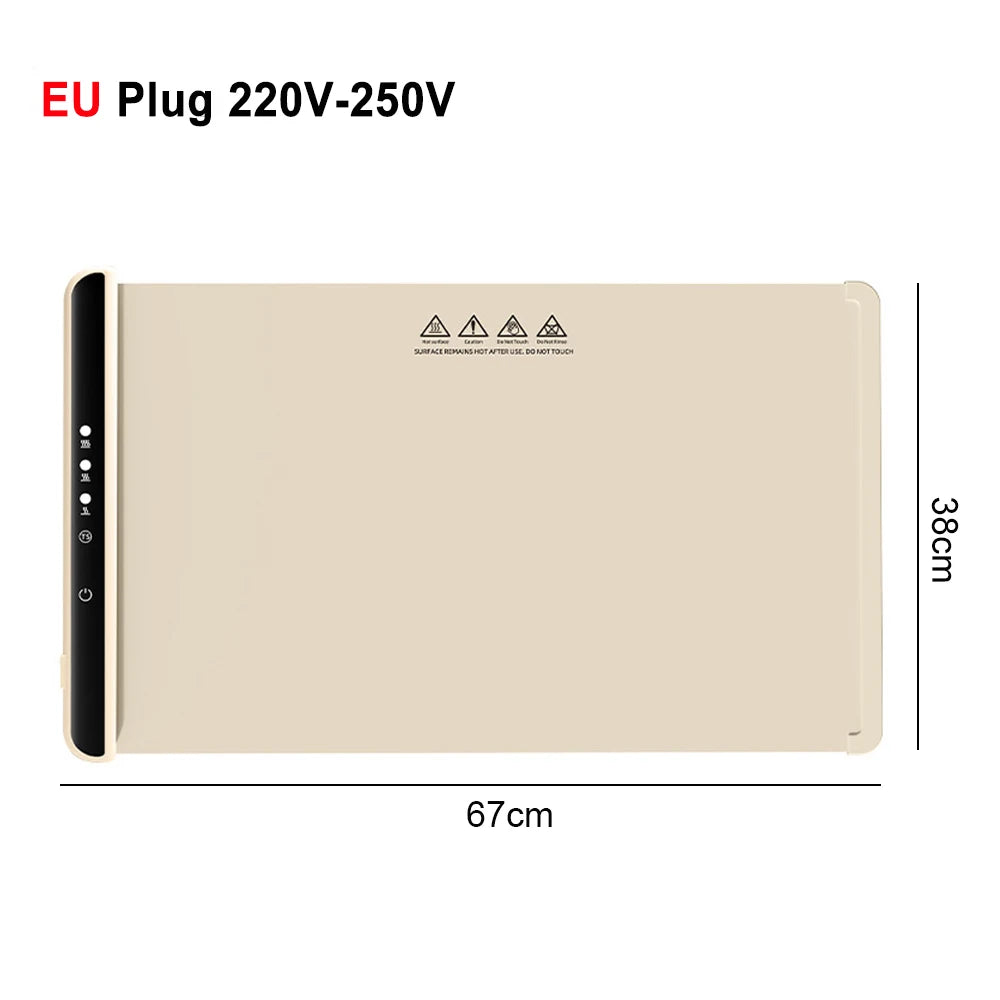 Electric Warming Tray Food Warmer Plate Foldable Portable Smart Food Fast Heating Mat Electric Warming Tray with 3 Tem Setting