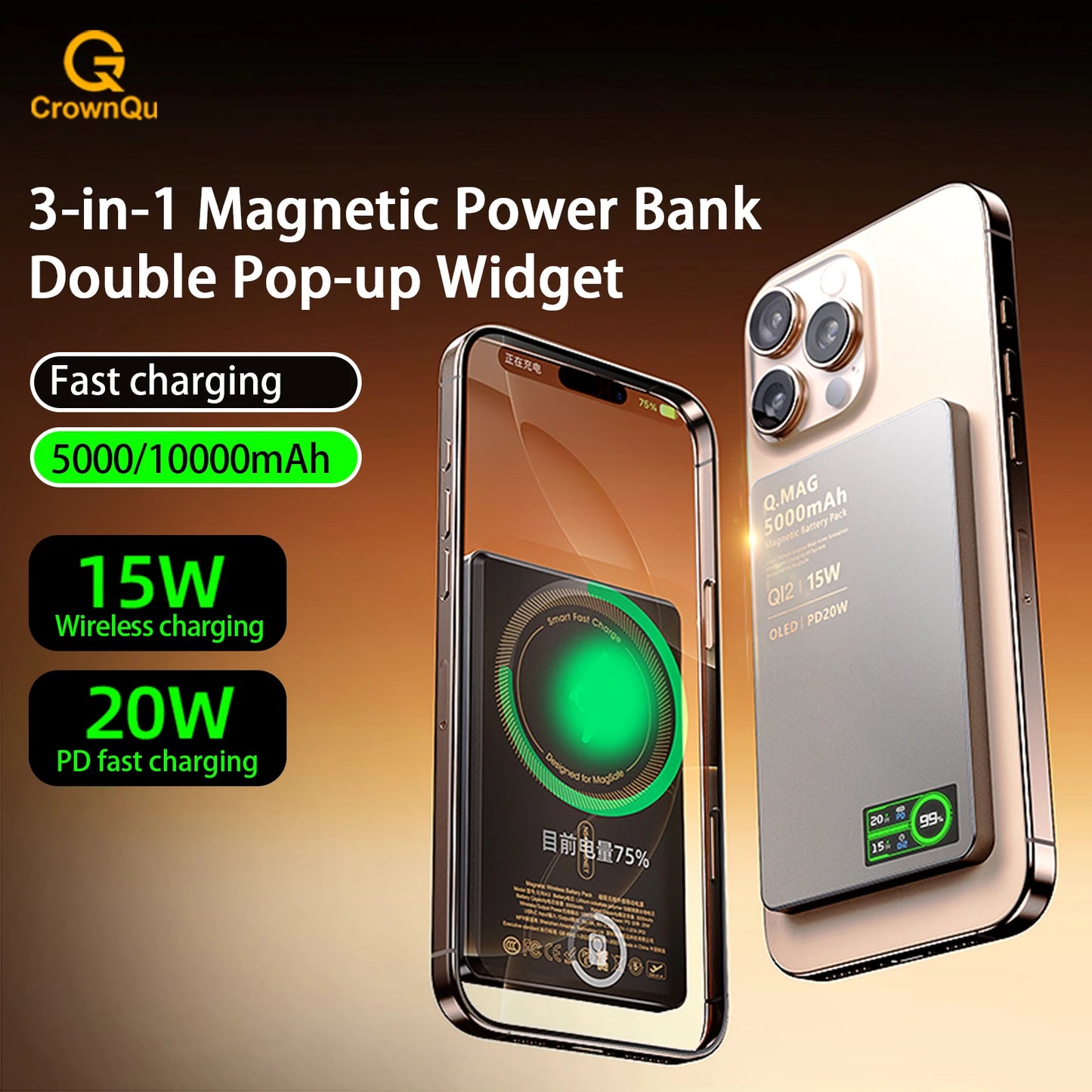 Magnetic Wireless Power Bank - Qi 2.1 Fast Charging 10000mAh