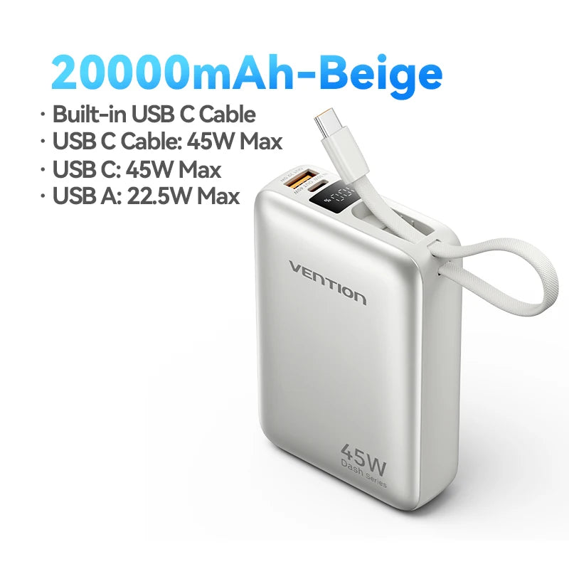 45W Power Bank 20000mAh - Fast Charging Portable Charger
