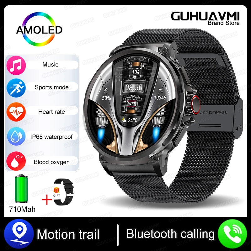 New 1.85-inch ultra AMOLED smartwatch, GPS track, HD Bluetooth call; 710 mah large battery 400+ dial, suitable for Huawei Xiaomi