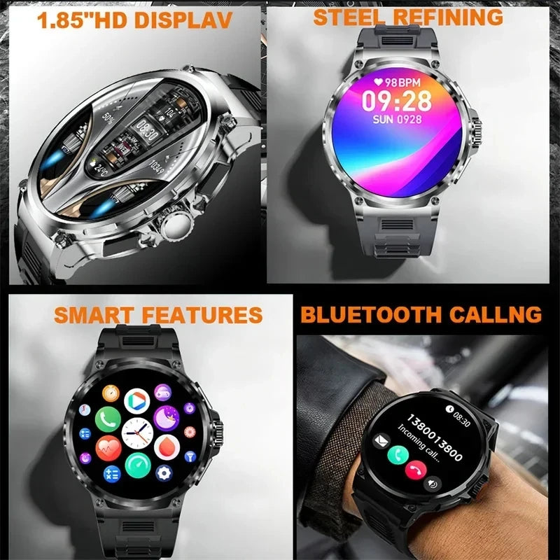 New 1.85-inch ultra AMOLED smartwatch, GPS track, HD Bluetooth call; 710 mah large battery 400+ dial, suitable for Huawei Xiaomi
