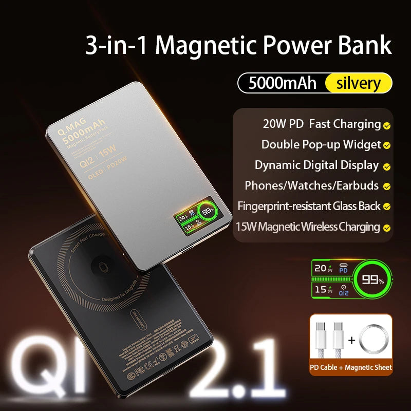 Magnetic Wireless Power Bank - Qi 2.1 Fast Charging 10000mAh